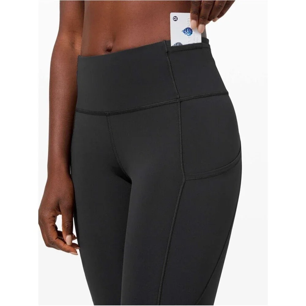 Lululemon Fast & Free Crop Leggings Size 4 US Black Nulux Running 19” Inseam